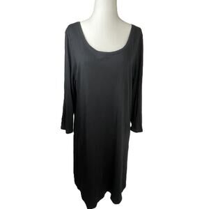 Pure Jill Black Balletcore Tunic Dress M Tall Tencel Modal Soft Scoop Neck